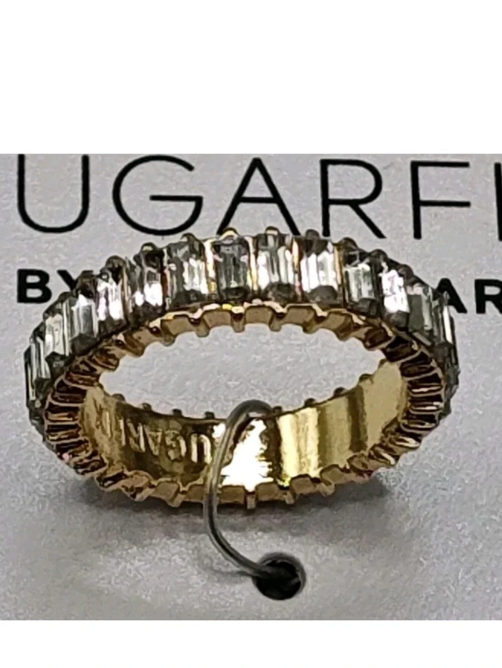 Sugarfix Baublebar Lot of 2 Gold Rings Rope Open Link Rhinestones Gold Tone
